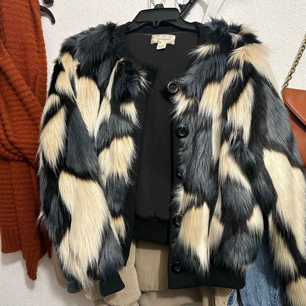 Band of Gypsies Black and Cream Teddy Jacket
